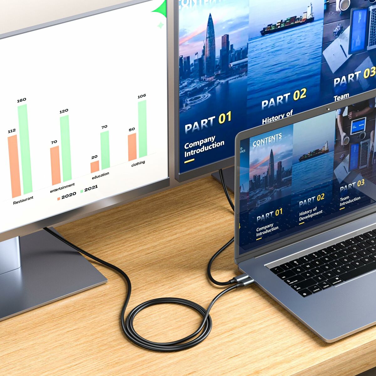 USB-C till HDMI Kabel Silver HT LOGAN Svart